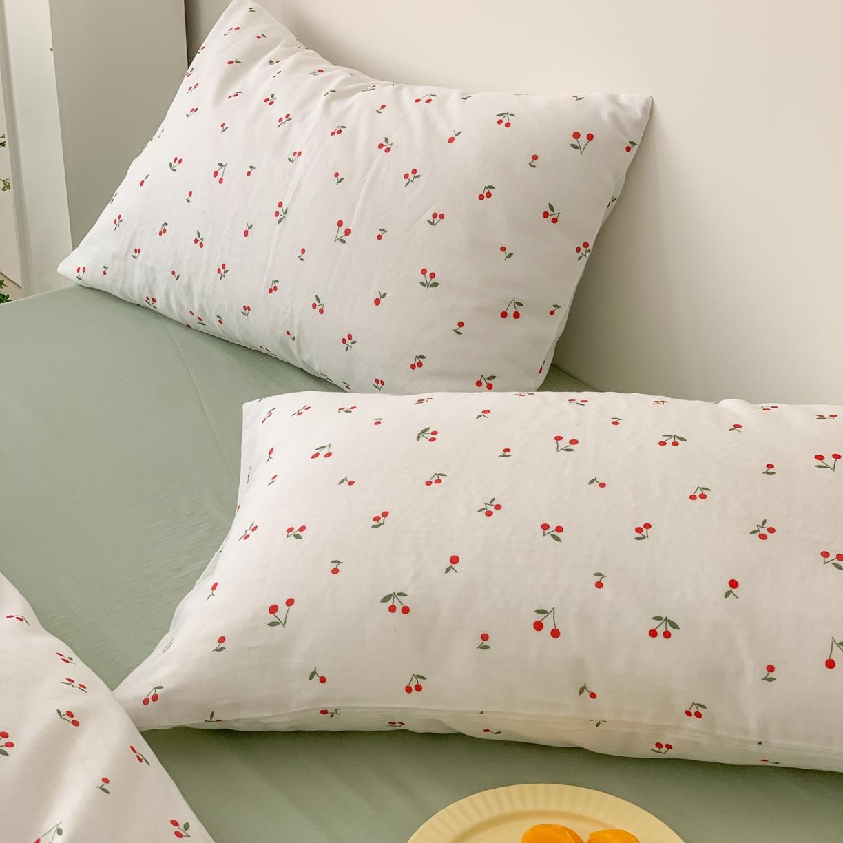 91家纺网 家纺一手货源 找家纺 黛馨 2025新款A类小清新双层纱四件套（实拍）小樱桃