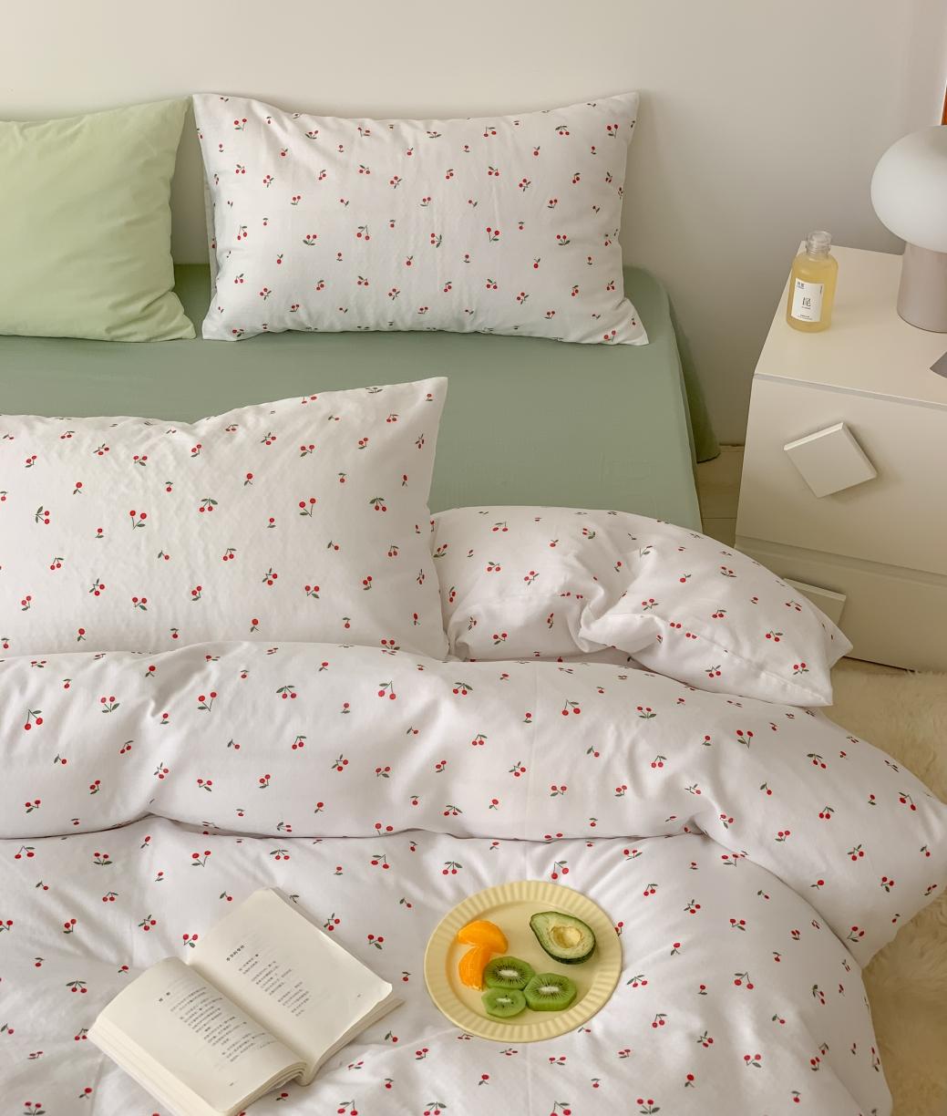 91家纺网 家纺一手货源 找家纺 黛馨 2025新款A类小清新双层纱四件套（实拍）小樱桃