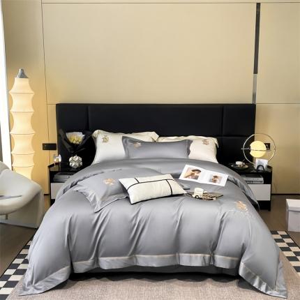 91家纺网 家纺一手货源 找家纺 （总）慕色 2023新款 天丝棉刺绣极简轻奢四件套--遇见系列