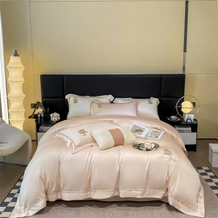 91家纺网 家纺一手货源 找家纺 （总）慕色 2023新款 天丝棉刺绣极简轻奢四件套--遇见系列