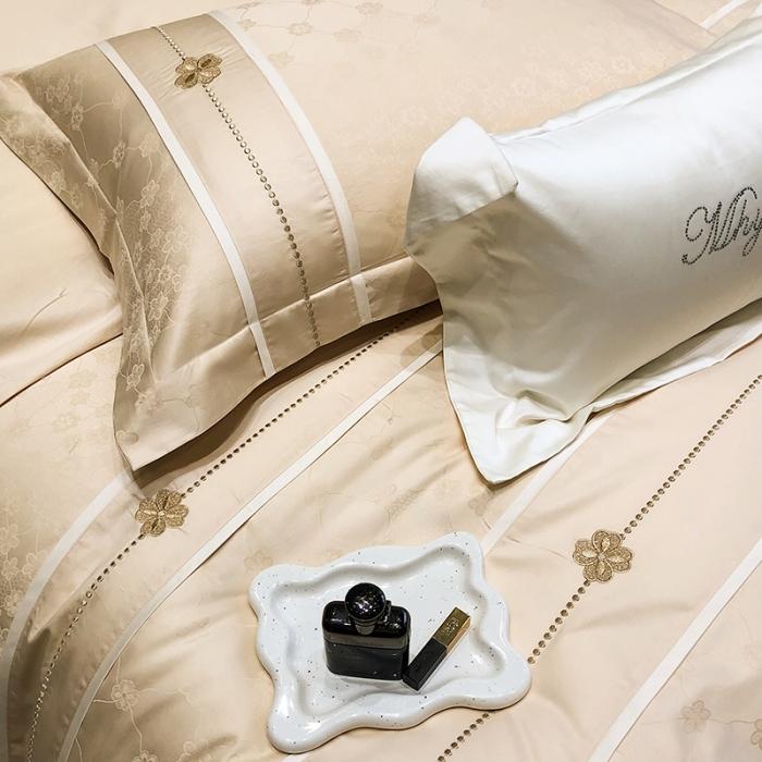 91家纺网 家纺一手货源 找家纺 黑白森林春夏新品 100支贡缎四件套提花全棉纯棉 梅尔斯