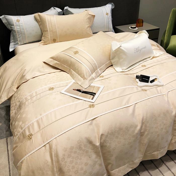 91家纺网 家纺一手货源 找家纺 黑白森林春夏新品 100支贡缎四件套提花全棉纯棉 梅尔斯