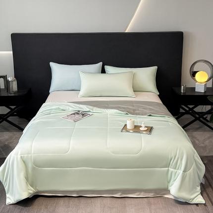 91家纺网 家纺一手货源 找家纺 库里梦 2024新款云柔凉感空调被 绿灰