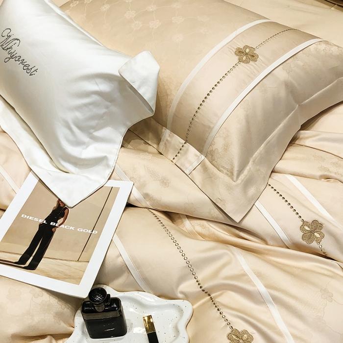 91家纺网 家纺一手货源 找家纺 黑白森林春夏新品 100支贡缎四件套提花全棉纯棉 梅尔斯