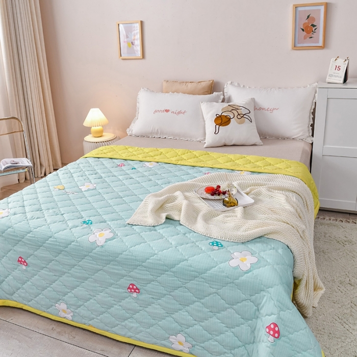 91家纺网 家纺一手货源 找家纺 被多多2023新款水洗棉印花夏凉被空调被 水光潋滟