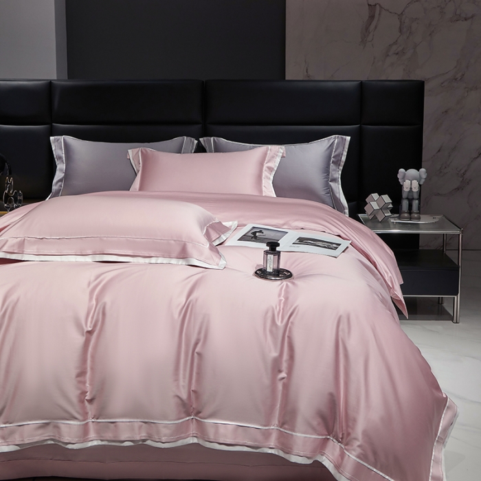 91家纺网 家纺一手货源 找家纺 榻尚家居2023新款长绒棉贡缎刺绣款四件套--月影系列 月影-粉