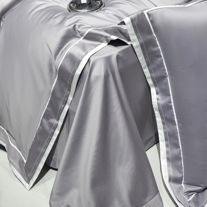 91家纺网 家纺一手货源 找家纺 榻尚家居2023新款长绒棉贡缎刺绣款四件套--月影系列 月影-灰