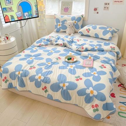 91家纺网 家纺一手货源 找家纺 预言家纺 2024新款A类针织棉夏被 小蓝花