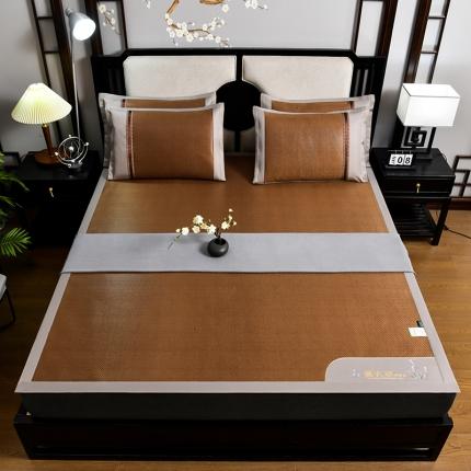 91家纺网 家纺一手货源 找家纺 小牛席业 2023年新款薰衣草冰藤席系列（冰藤席面） 薰衣草清香冰藤席-黑咖