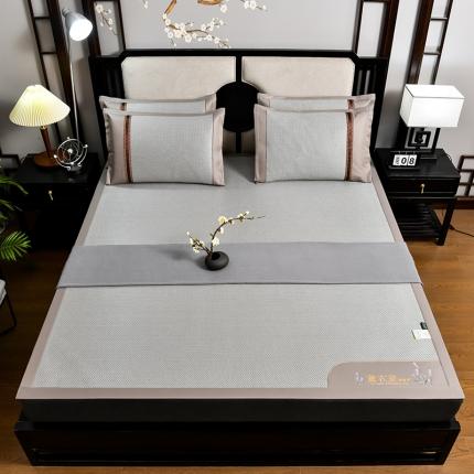 91家纺网 家纺一手货源 找家纺 小牛席业 2023年新款薰衣草冰藤席系列（冰藤席面） 薰衣草清香冰藤席-银灰