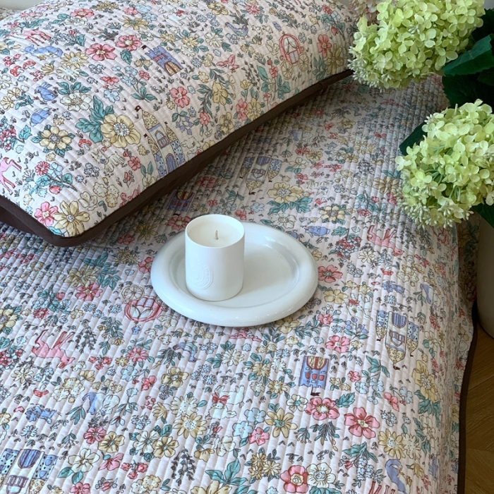 91家纺网 家纺一手货源 找家纺 汇庭 2023新款大鹅水洗棉床盖三件套-莉莉安