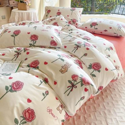 星巴k家纺2023新款全棉13372花卉印花简约卡通款多规格四件套慕惜