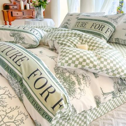 星巴k家纺2023新款全棉13372花卉印花简约卡通款多规格四件套森语