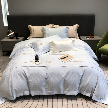 91家纺网 家纺一手货源 找家纺 黑白森林春夏新品 100支贡缎四件套提花全棉纯棉 梅尔斯