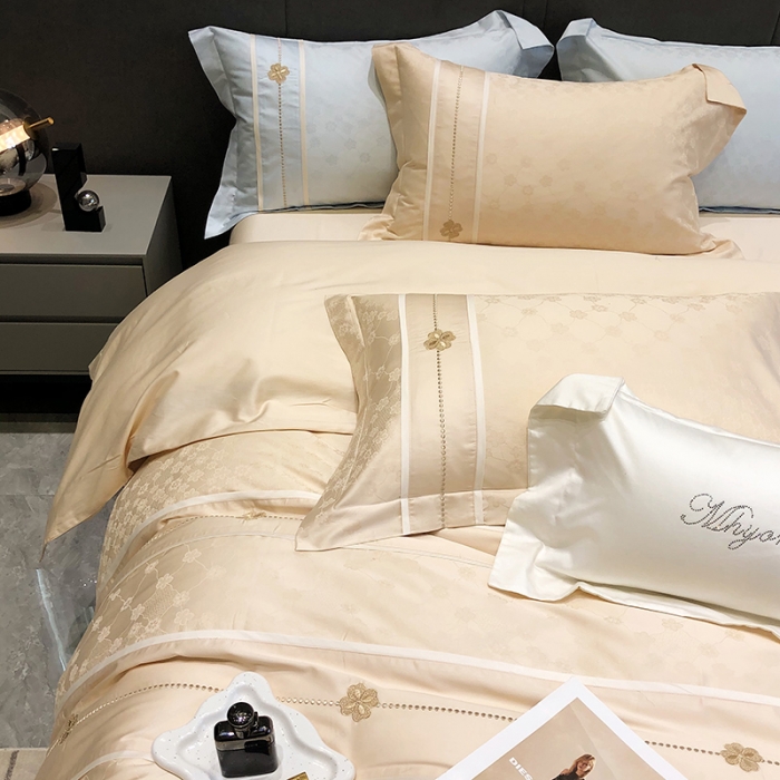 91家纺网 家纺一手货源 找家纺 黑白森林春夏新品 100支贡缎四件套提花全棉纯棉 梅尔斯