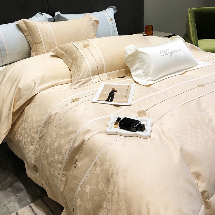 91家纺网 家纺一手货源 找家纺 黑白森林春夏新品 100支贡缎四件套提花全棉纯棉 梅尔斯