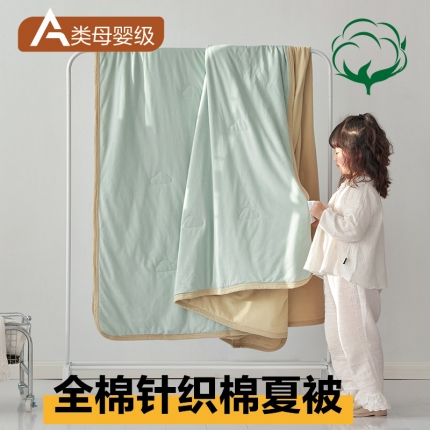 91家纺网 家纺一手货源 找家纺 （总）莱宁 23新款a类全棉针织双拼夏被四件套亲子风直播