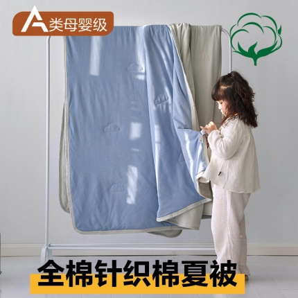 91家纺网 家纺一手货源 找家纺 （总）莱宁 23新款a类全棉针织双拼夏被四件套亲子风直播