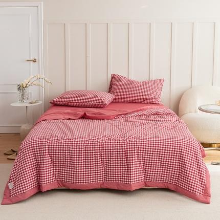 91家纺网 家纺一手货源 找家纺 （总）寐眠 2023新款全棉色织水洗棉夏被四件套被芯夏凉被子