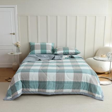 91家纺网 家纺一手货源 找家纺 （总）寐眠 2023新款全棉色织水洗棉夏被四件套被芯夏凉被子