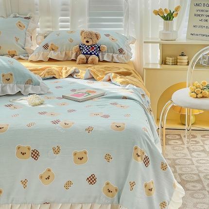 91家纺网 家纺一手货源 找家纺 澳梵 小清新水洗棉麻夏被四件套 嘟嘟熊