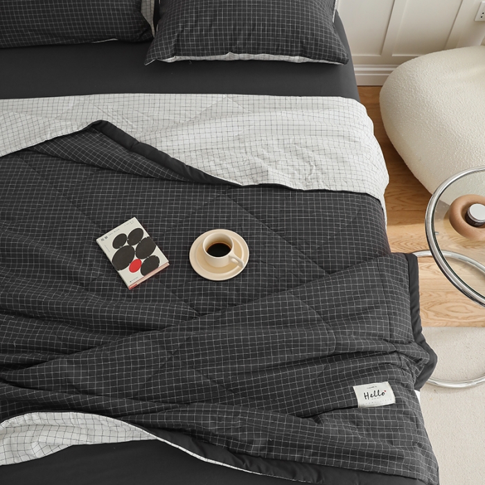 91家纺网 家纺一手货源 找家纺 寐眠 2023新款全棉色织水洗棉夏被子被芯（羽丝棉） 灰白格双拼