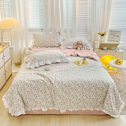 澳梵 小清新水洗棉麻夏被四件套 爱丽丝