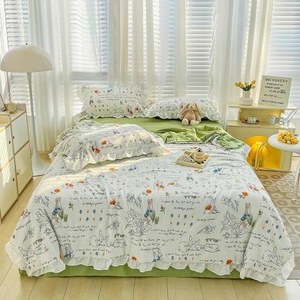 澳梵 小清新水洗棉麻夏被四件套 彼得兔