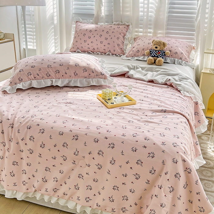 91家纺网 家纺一手货源 找家纺 澳梵 小清新水洗棉麻夏被四件套 达菲庄园