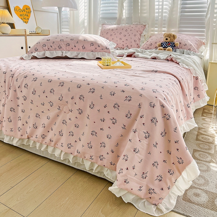 91家纺网 家纺一手货源 找家纺 澳梵 小清新水洗棉麻夏被四件套 达菲庄园