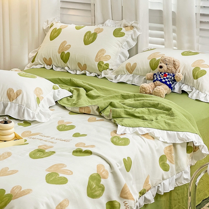 91家纺网 家纺一手货源 找家纺 澳梵 小清新水洗棉麻夏被四件套 怦然心动