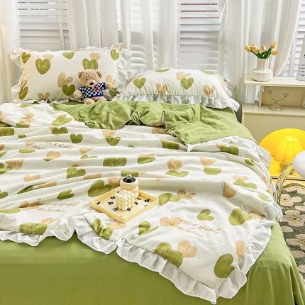 澳梵 小清新水洗棉麻夏被四件套 怦然心动