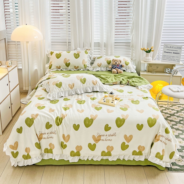 91家纺网 家纺一手货源 找家纺 澳梵 小清新水洗棉麻夏被四件套 怦然心动