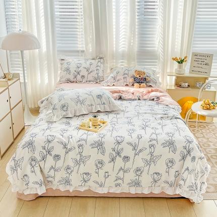 澳梵 小清新水洗棉麻夏被四件套 情书