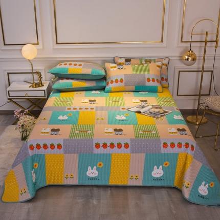 91家纺网 家纺一手货源 找家纺 莎果 2024新款正面纯棉绗缝床盖 贝妮兔