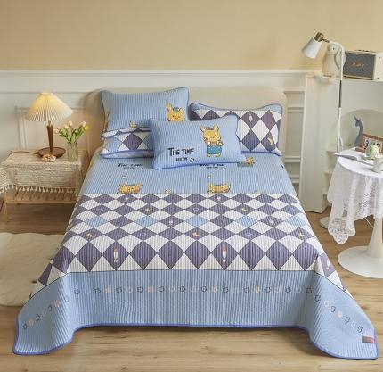 91家纺网 家纺一手货源 找家纺 莎果 2024新款正面纯棉绗缝床盖 米菲乐园