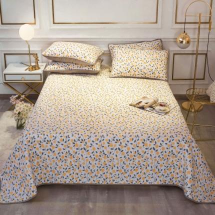 91家纺网 家纺一手货源 找家纺 莎果 2024新款正面纯棉绗缝床盖 甜蜜橘