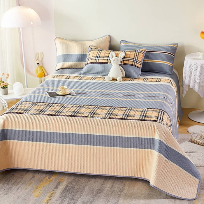 91家纺网 家纺一手货源 找家纺 莎果 2024新款正面纯棉绗缝床盖 经典生活