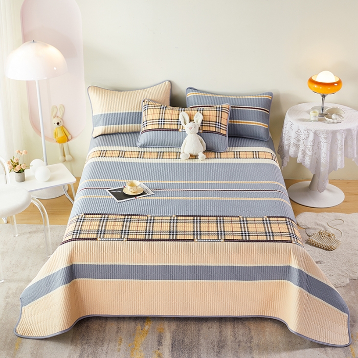 91家纺网 家纺一手货源 找家纺 莎果 2024新款正面纯棉绗缝床盖 经典生活