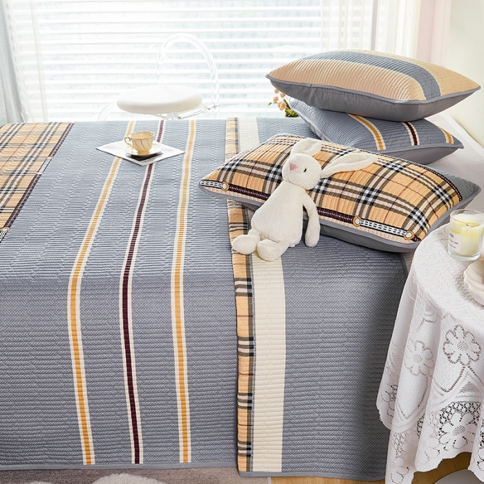 91家纺网 家纺一手货源 找家纺 莎果 2024新款正面纯棉绗缝床盖 经典生活