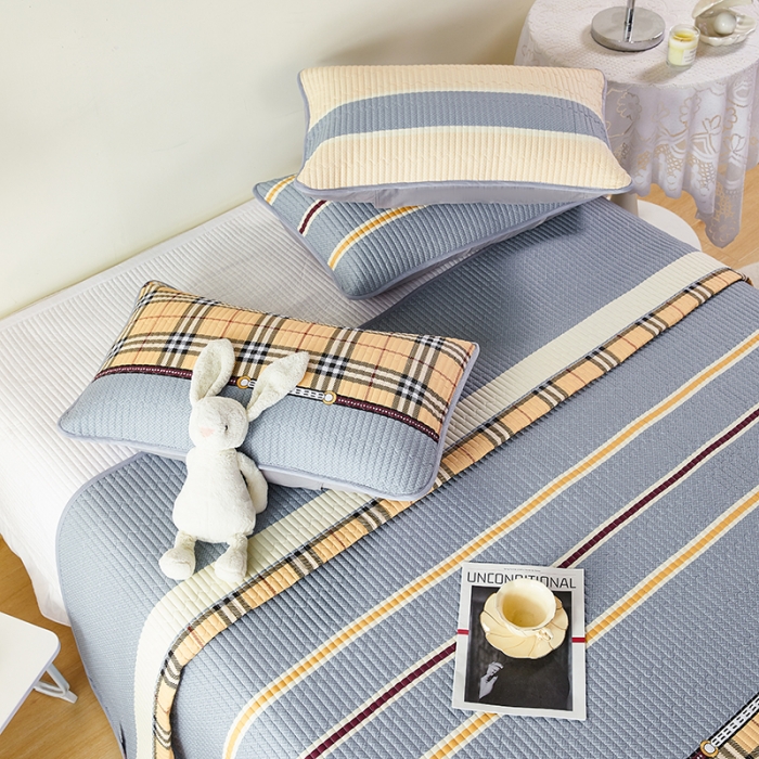 91家纺网 家纺一手货源 找家纺 莎果 2024新款正面纯棉绗缝床盖 经典生活