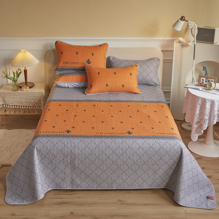 91家纺网 家纺一手货源 找家纺 莎果 2024新款正面纯棉绗缝床盖 乐享生活