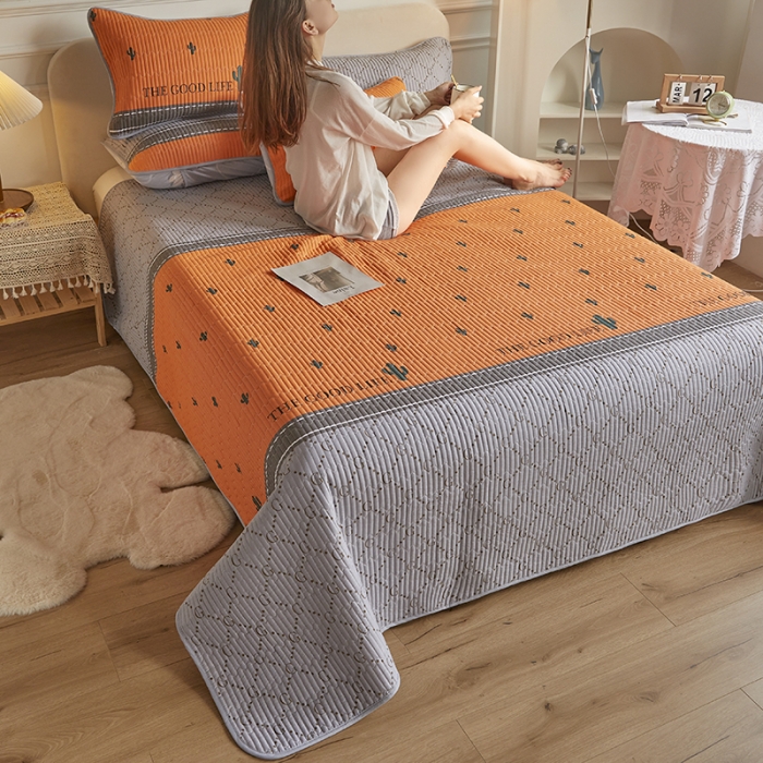 91家纺网 家纺一手货源 找家纺 莎果 2024新款正面纯棉绗缝床盖 乐享生活