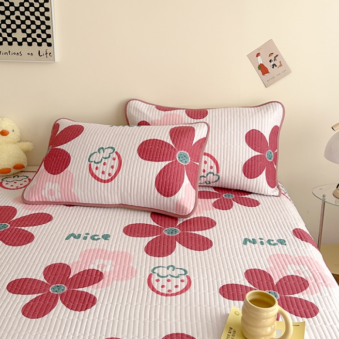 91家纺网 家纺一手货源 找家纺 莎果 2024新款正面纯棉绗缝床盖 翩翩花语