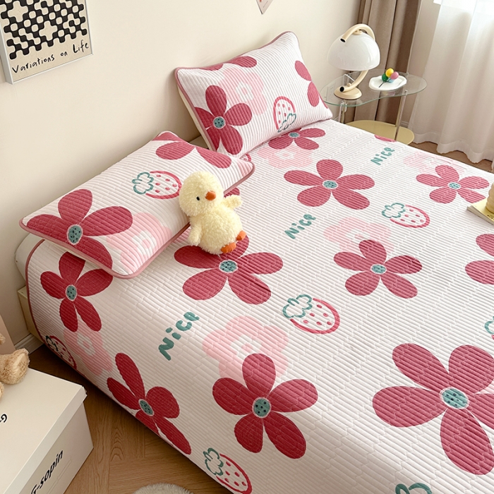 91家纺网 家纺一手货源 找家纺 莎果 2024新款正面纯棉绗缝床盖 翩翩花语