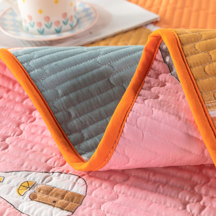 91家纺网 家纺一手货源 找家纺 莎果 2024新款正面纯棉绗缝床盖 雨花石