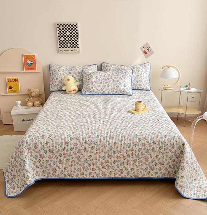 91家纺网 家纺一手货源 找家纺 莎果 2024新款正面纯棉绗缝床盖 繁华如梦