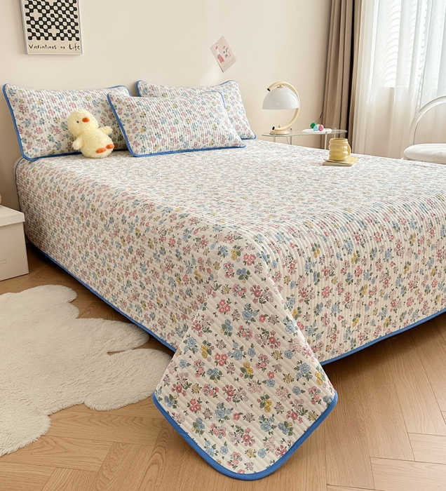 91家纺网 家纺一手货源 找家纺 莎果 2024新款正面纯棉绗缝床盖 繁华如梦