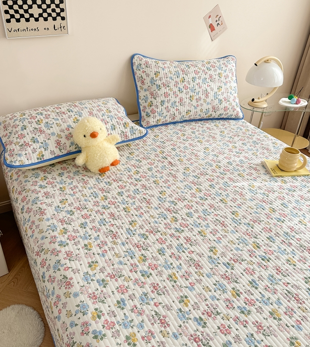 91家纺网 家纺一手货源 找家纺 莎果 2024新款正面纯棉绗缝床盖 繁华如梦