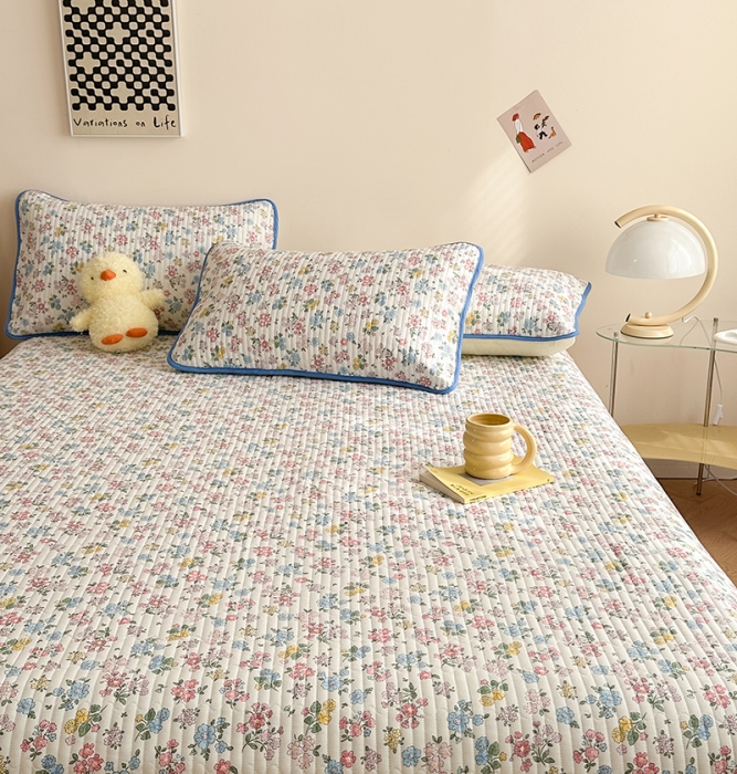 91家纺网 家纺一手货源 找家纺 莎果 2024新款正面纯棉绗缝床盖 繁华如梦